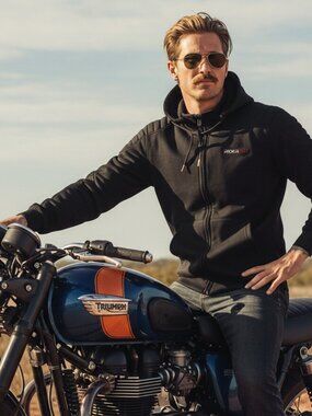 RIDERACT® Men Motorcycle Black Hoodie Breathable Riders Hoodie  NEW